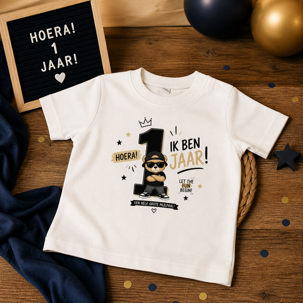 T-shirt "Ik ben 1 jaar!" Stoer jongen