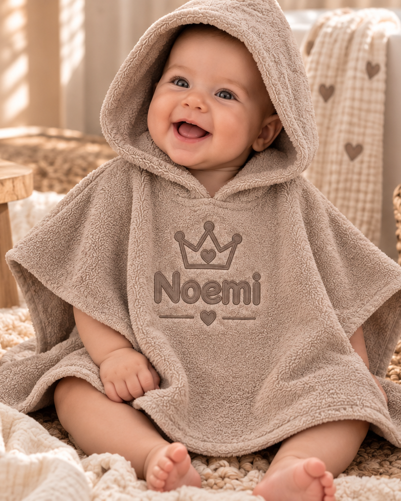 Badponcho met Naam — Cream