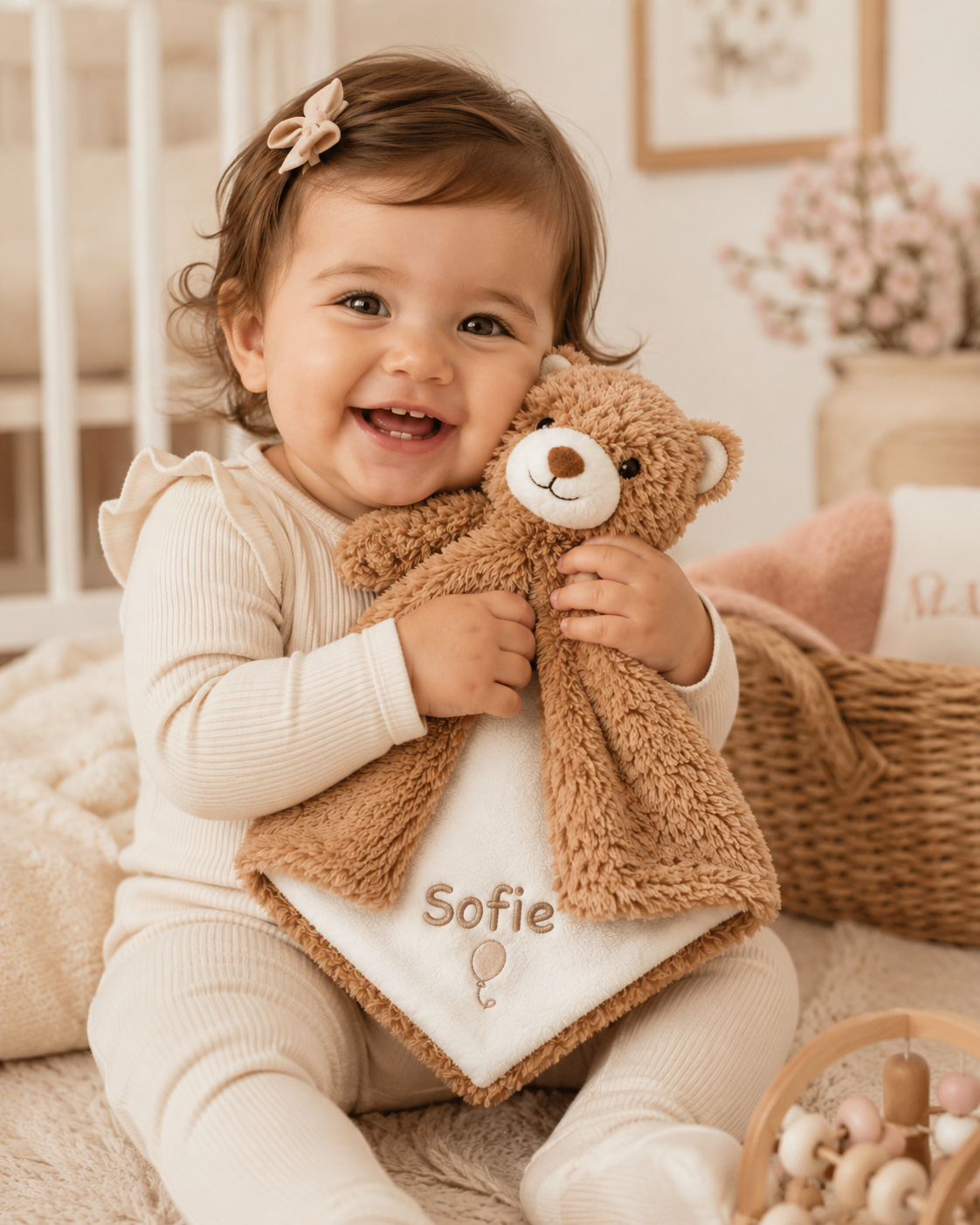 Knuffelbeer Knuffeldoekje Naam – Geborduurd Baby- & Kraamcadeau
