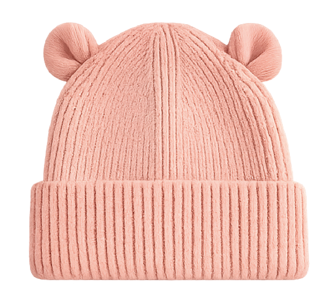 baby beanie met naam peach biologisch katoen met oortjes gepersonaliseerde baby muts