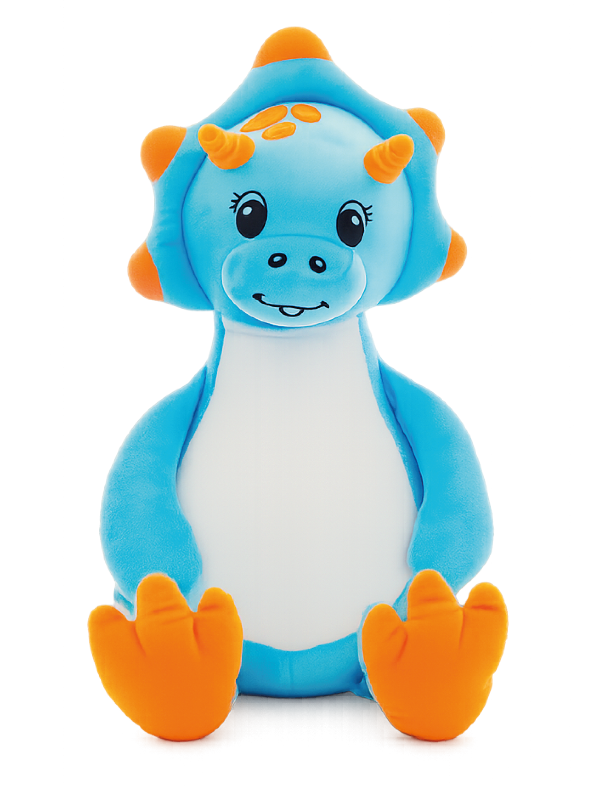 Gepersonaliseerde blauwe dino knuffel met geborduurde naam