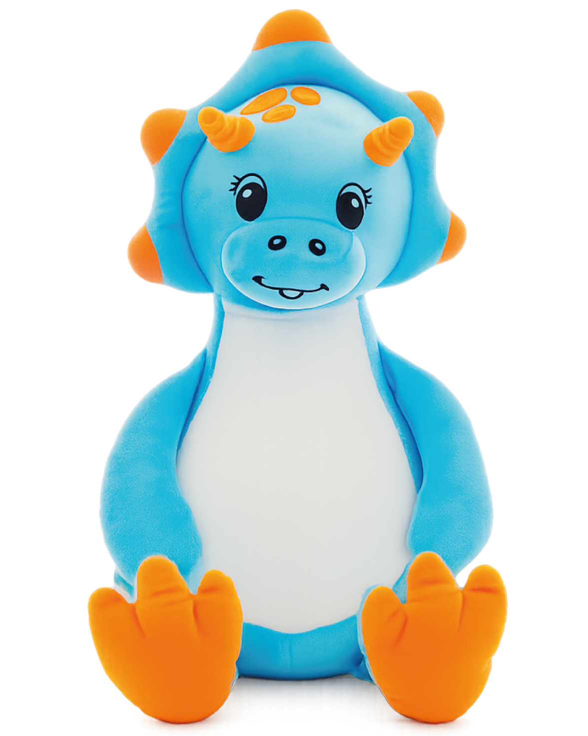 Gepersonaliseerde blauwe dino knuffel met geborduurde naam