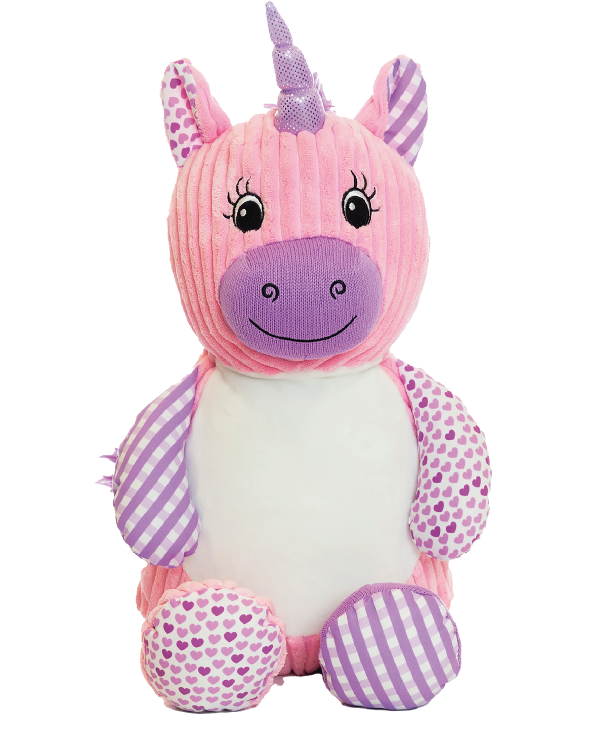 Gepersonaliseerde karlekijn roze unicorn knuffel met geborduurde naam