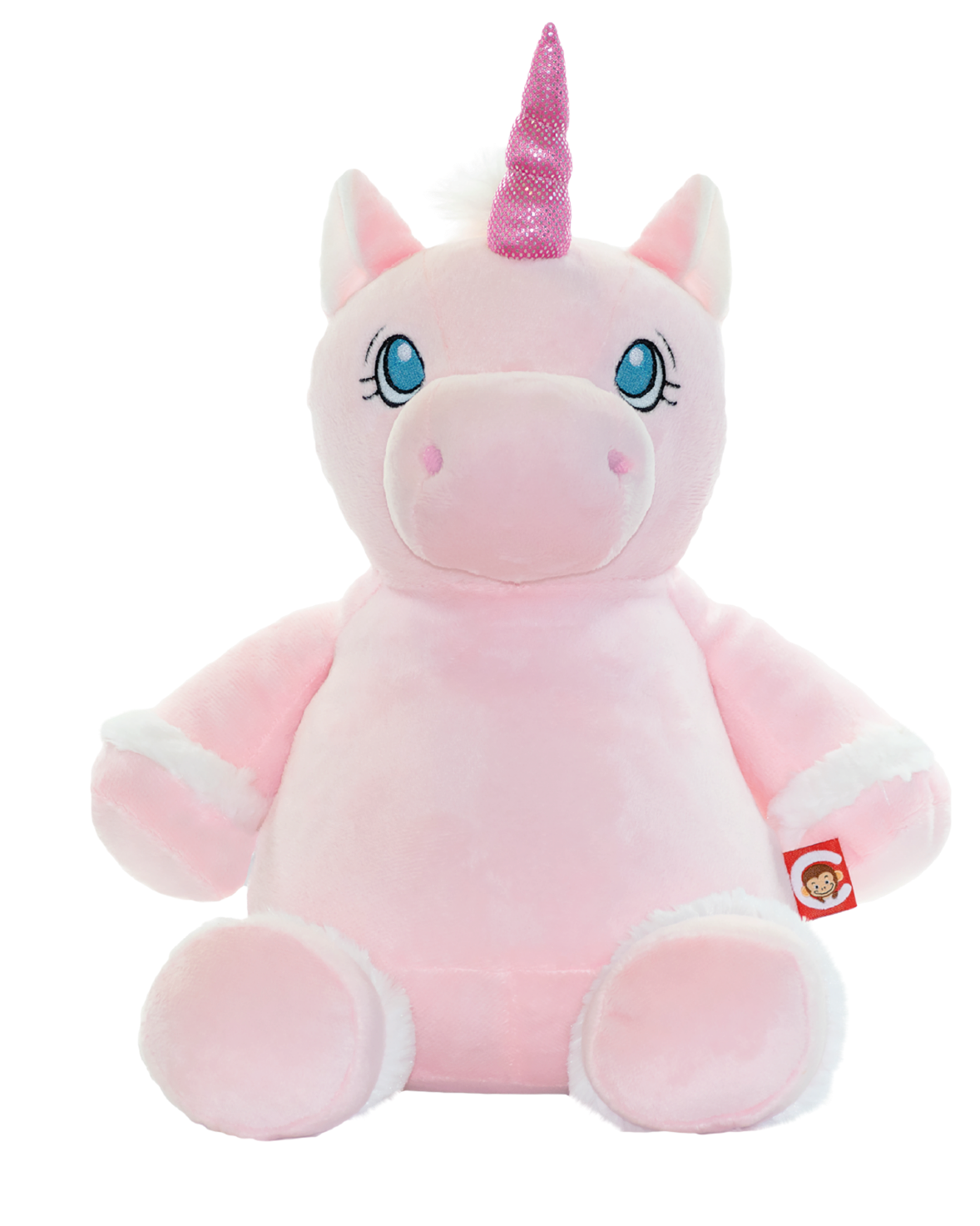 Gepersonaliseerde roze unicorn knuffel met geborduurde naam