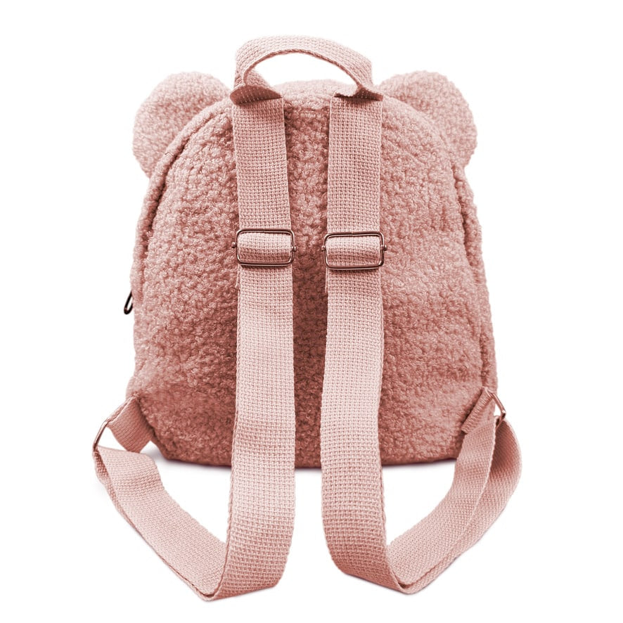 🧸 Teddy Rugzakje roze met Oortjes – Gepersonaliseerd met Naam