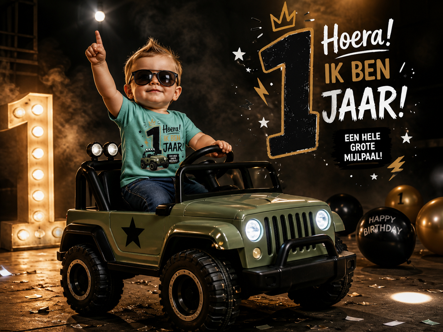 T-shirt "Ik ben 1 jaar!" Stoer jongen II