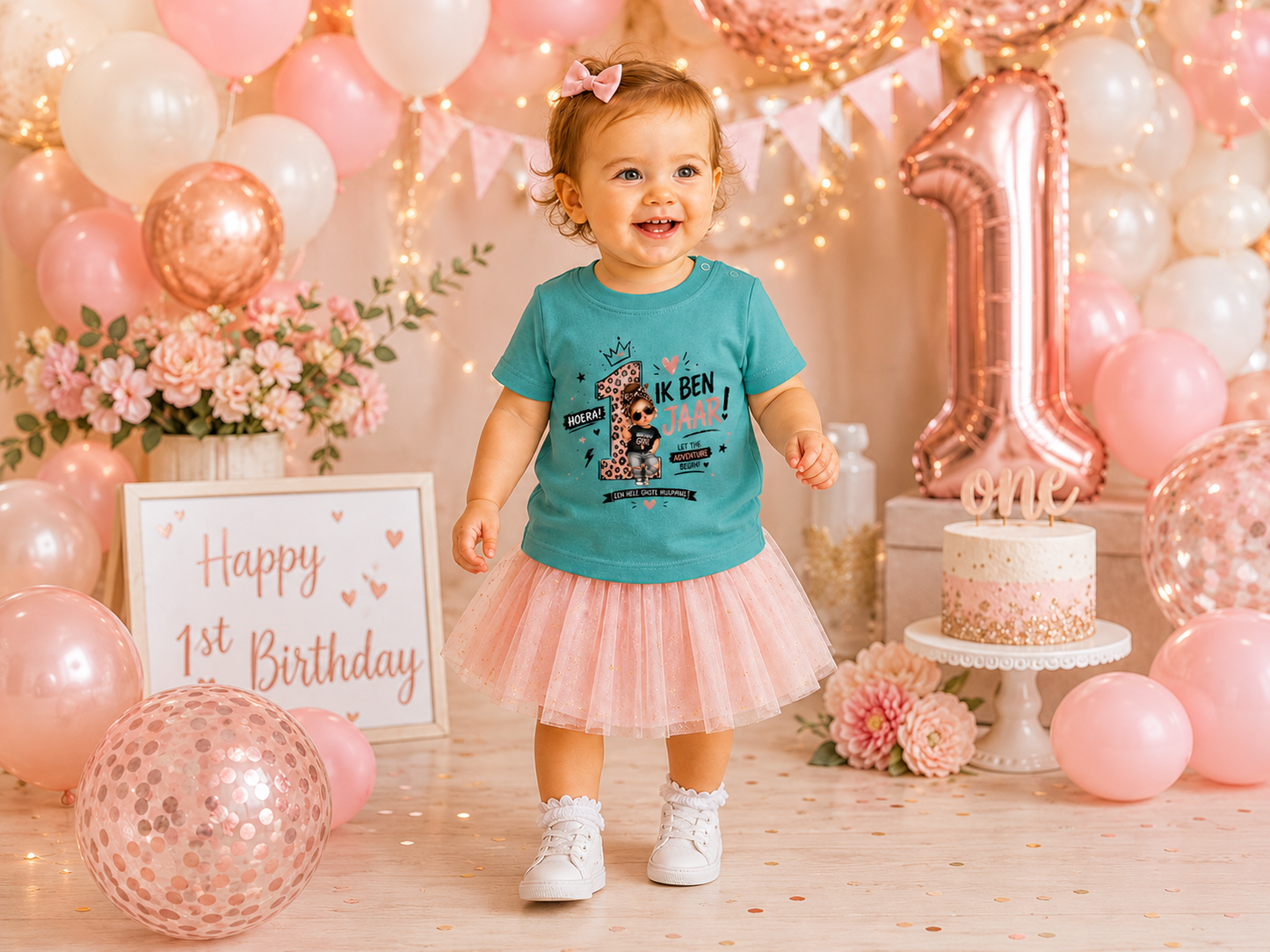 T-shirt "Ik ben 1 jaar!" Stoer meisje