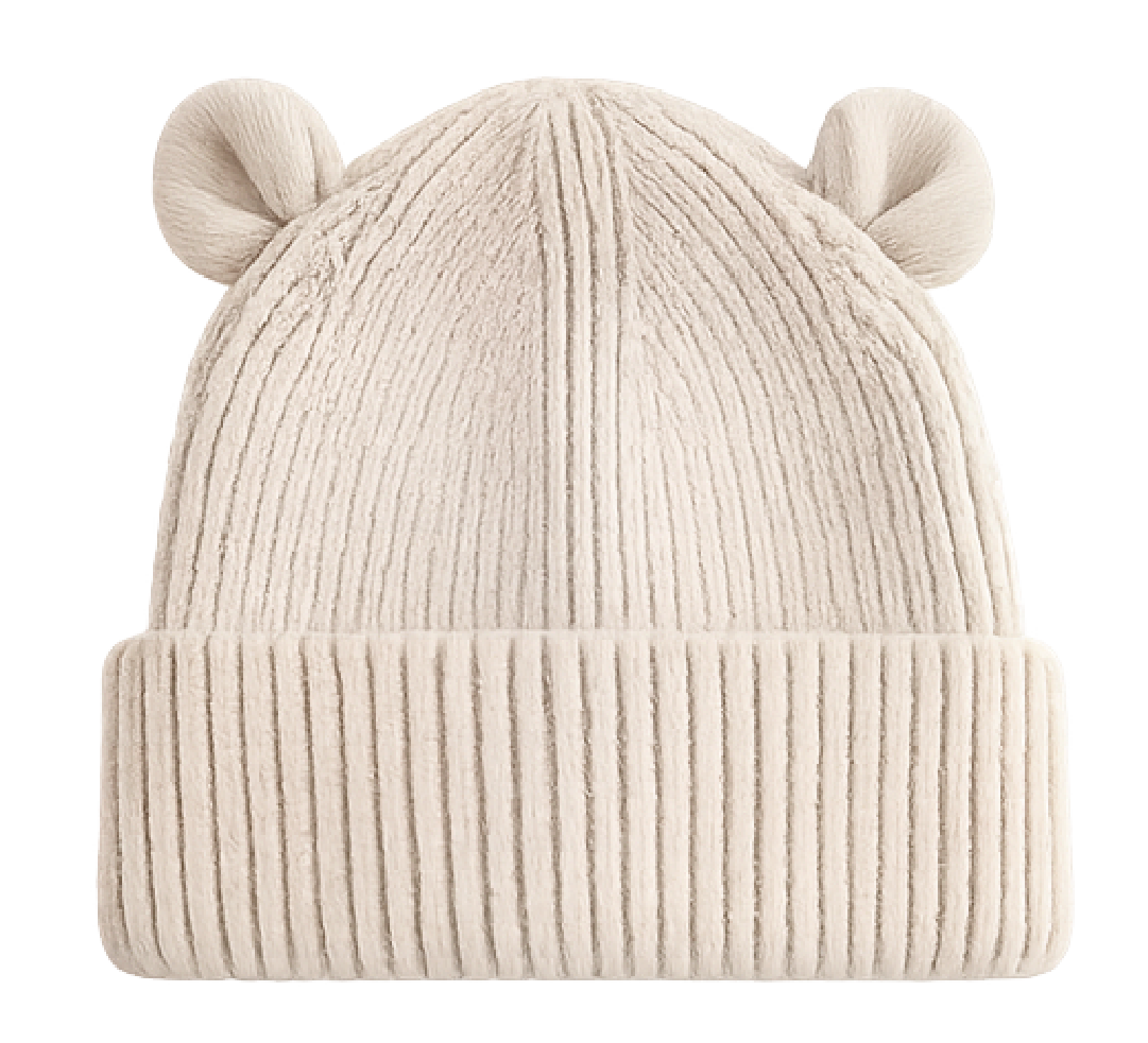 Gepersonaliseerde Baby Beanie met Oortjes - Almond