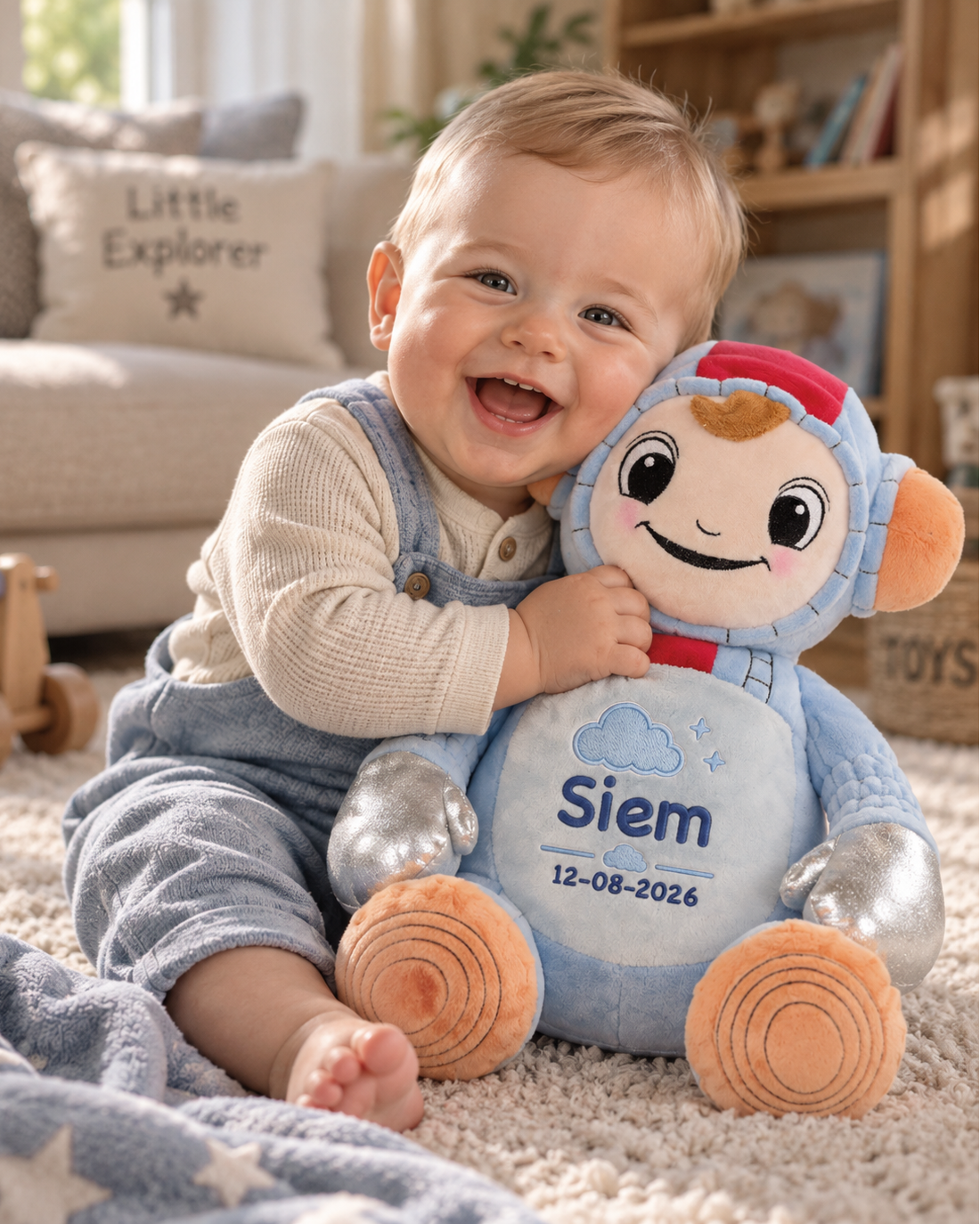 Astronaut Knuffel met Naam – Geborduurd Baby- & Kraamcadeau