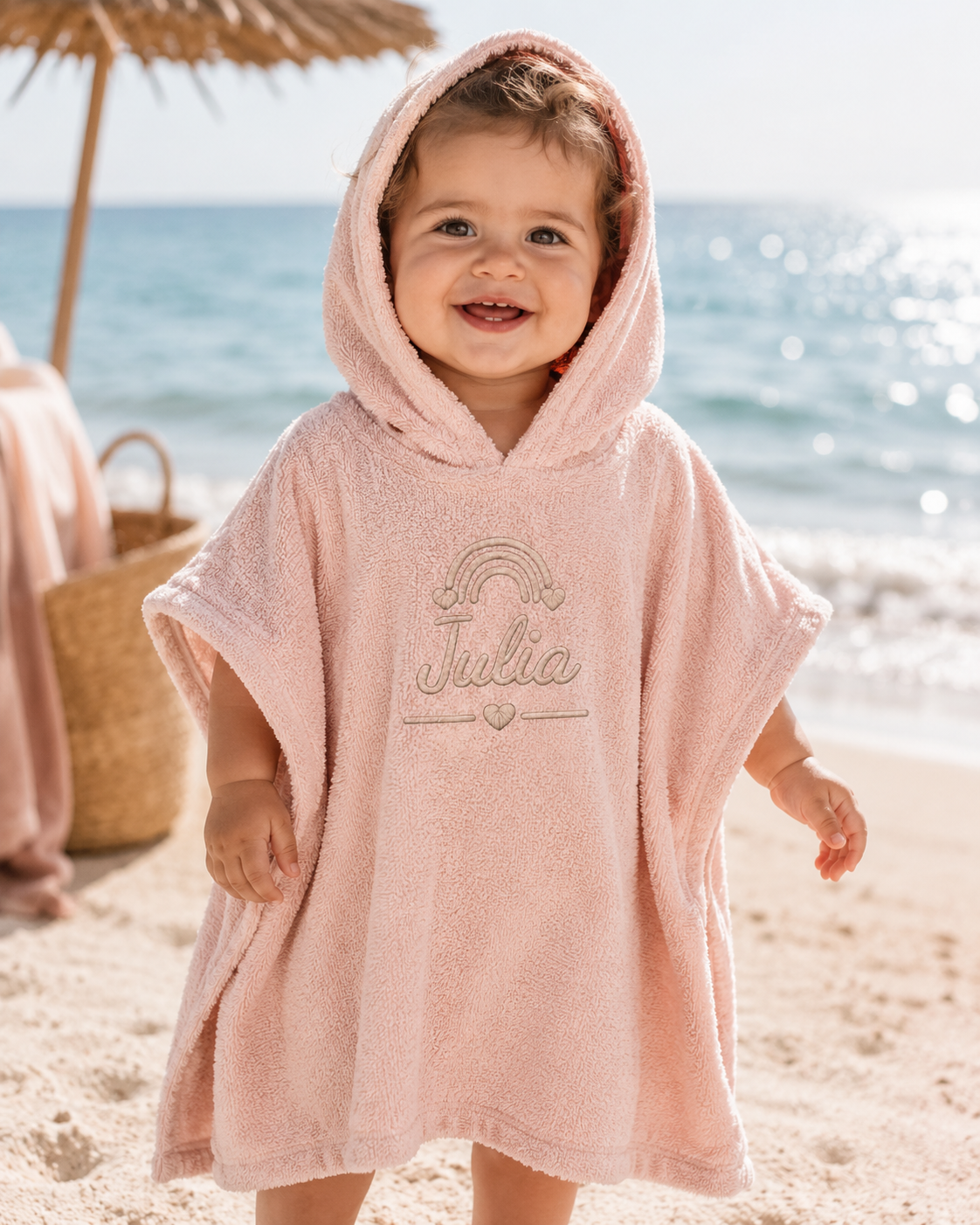 Baby Badponcho met Naam — Blush
