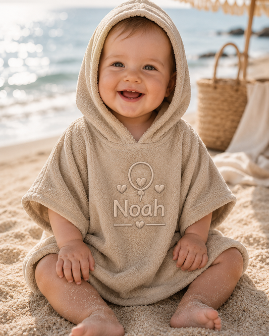 Baby Badponcho met Naam — Cream