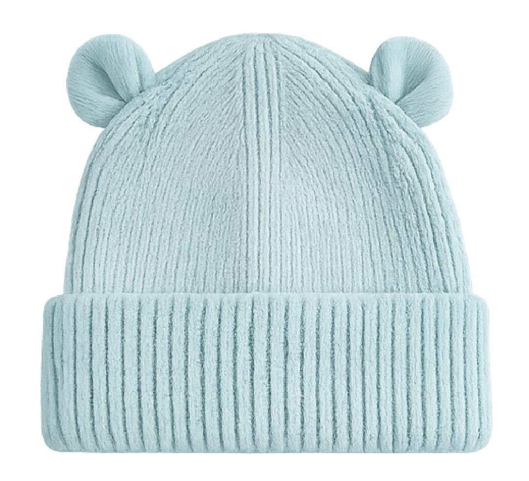 Gepersonaliseerde Baby Beanie met Oortjes - Dusty Turquoise
