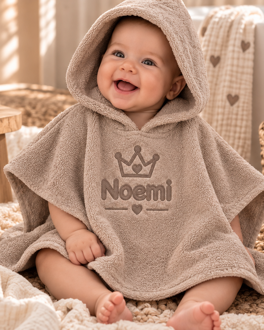 Badponcho met Naam — Cream