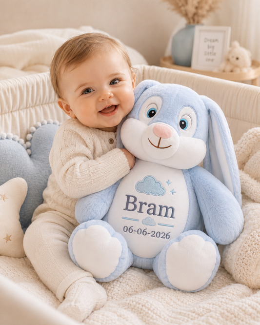 Blauwe Konijn Knuffel met Naam