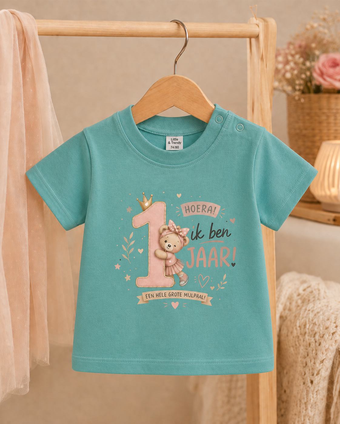T-shirt "Ik ben 1 jaar!" Cute meisje