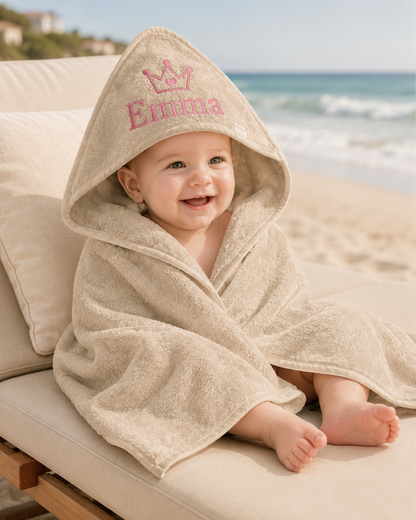 Badcape met naam - Cream
