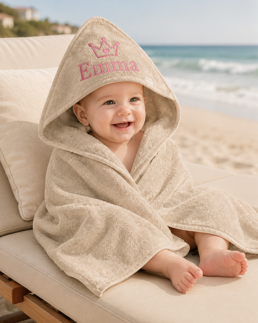 Badcape met naam - Cream