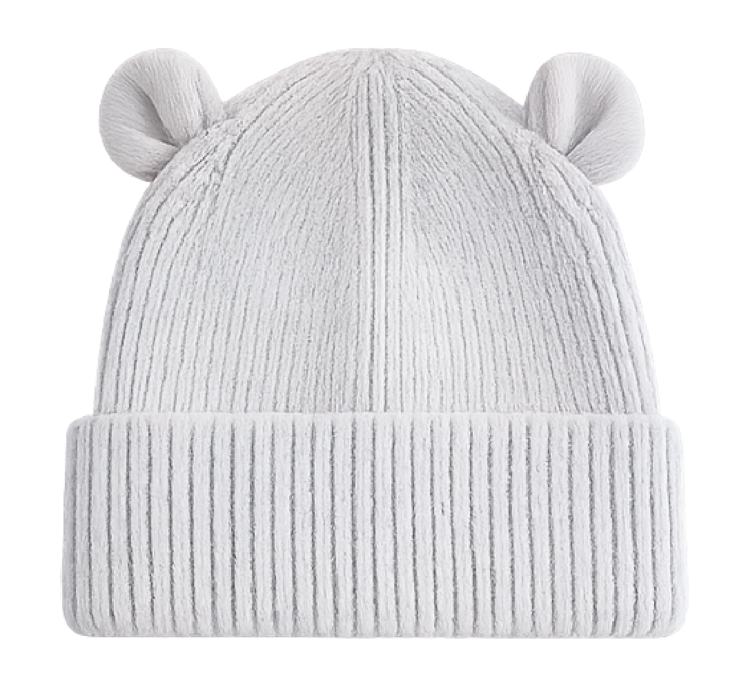 Gepersonaliseerde Baby Beanie met Oortjes - Cloud Grey