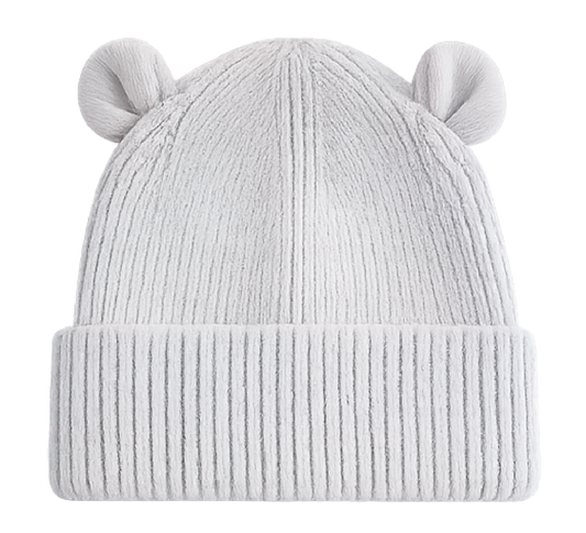 Gepersonaliseerde Baby Beanie met Oortjes - Cloud Grey