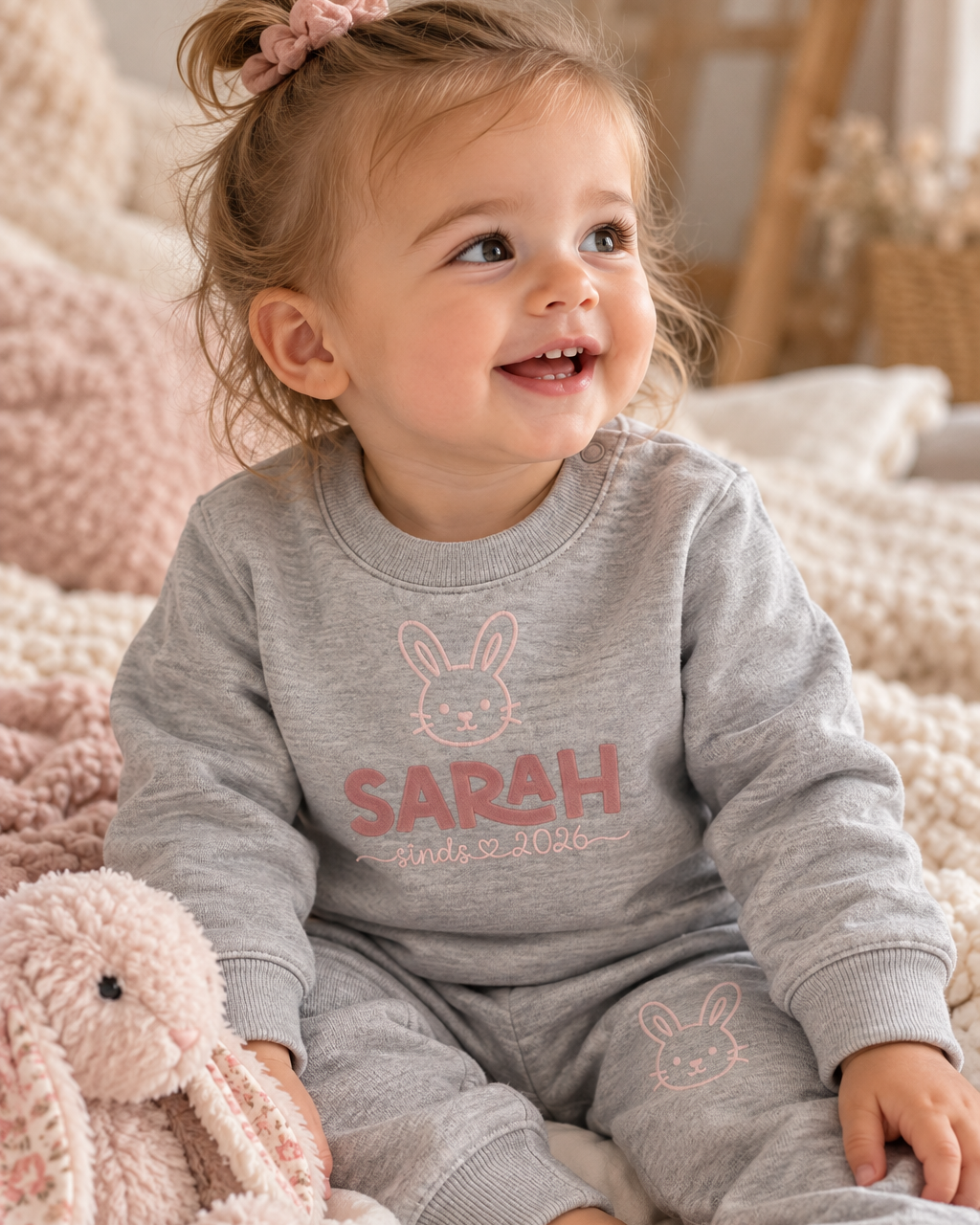 Baby Joggingpakje met Naam — Heather Grey