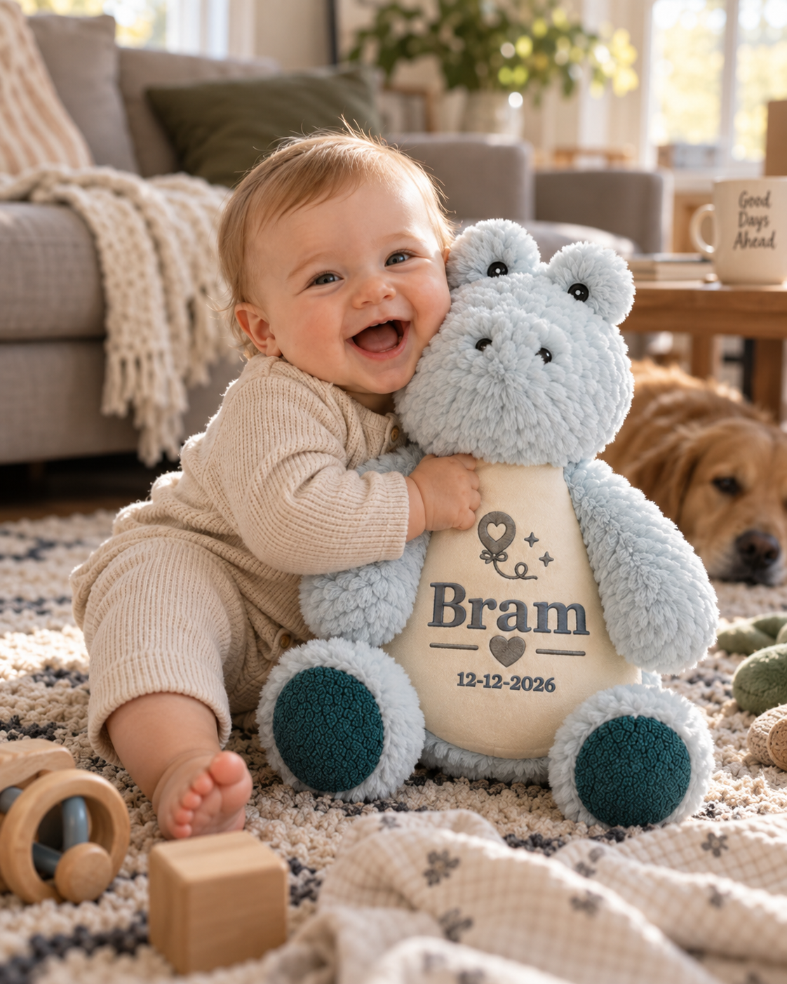 Krokodil Knuffel met Naam – Geborduurd Baby- & Kraamcadeau