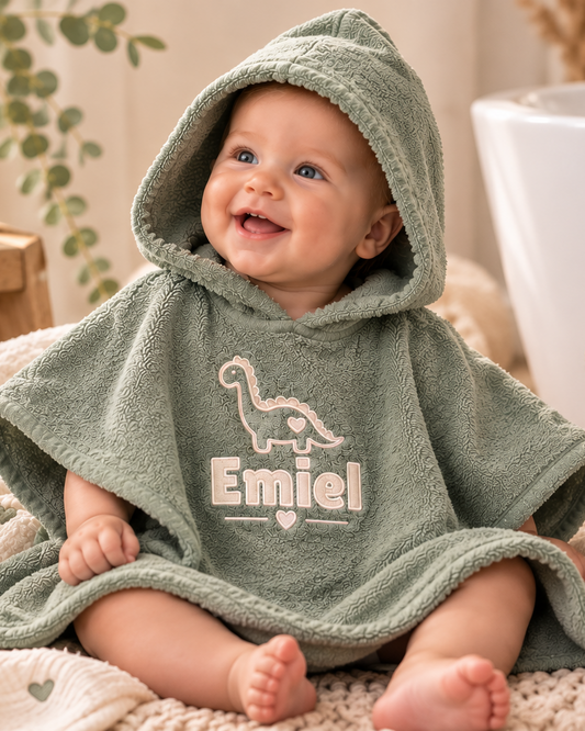Badponcho met Naam — Stone Green