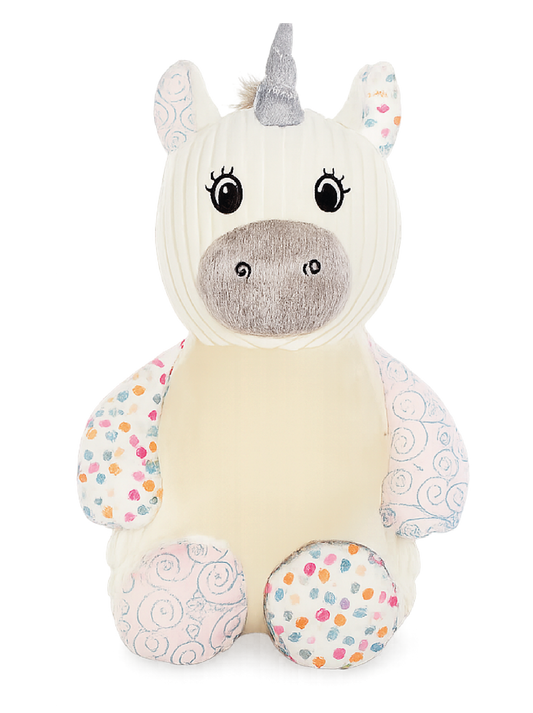 Gepersonaliseerde Witte Harlekijn Unicorn Knuffel met Naam – Geborduurd