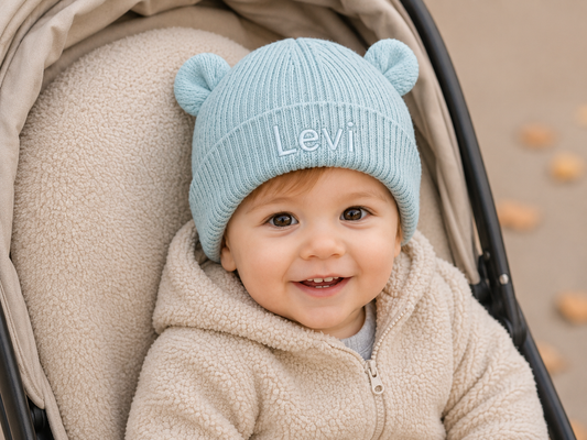 Baby Beanie met Naam - Dusty Turquoise