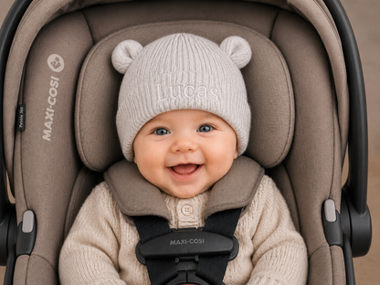 Baby Beanie met Naam - Cloud Grey