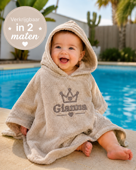 Badponcho met Naam — Cream