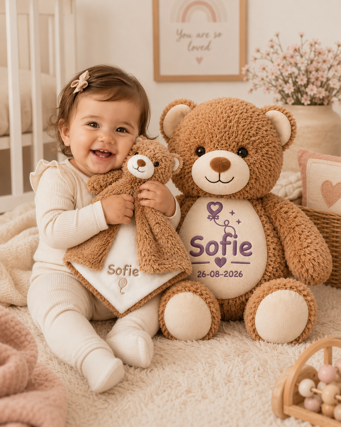 Knuffelbeer set met Naam - Knuffel & Knuffeldoekje
