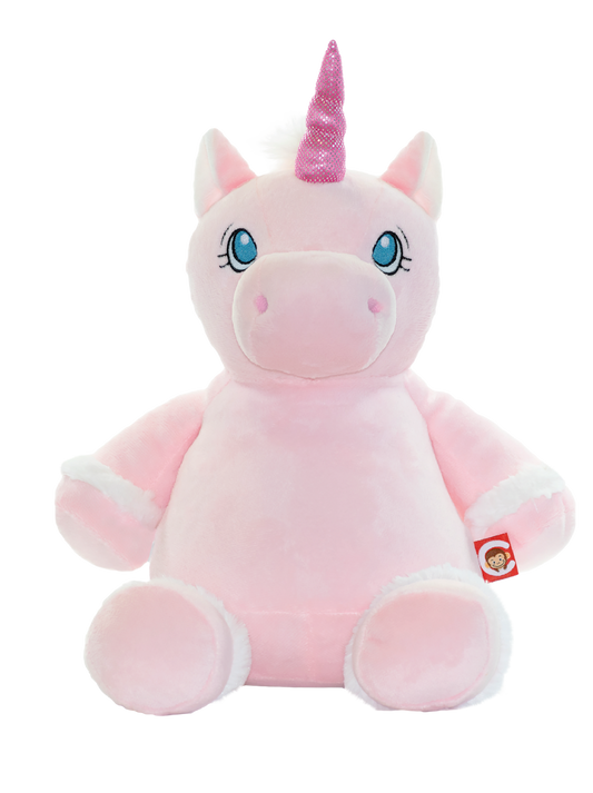 Gepersonaliseerde Roze Unicorn Knuffel met Naam – Geborduurd