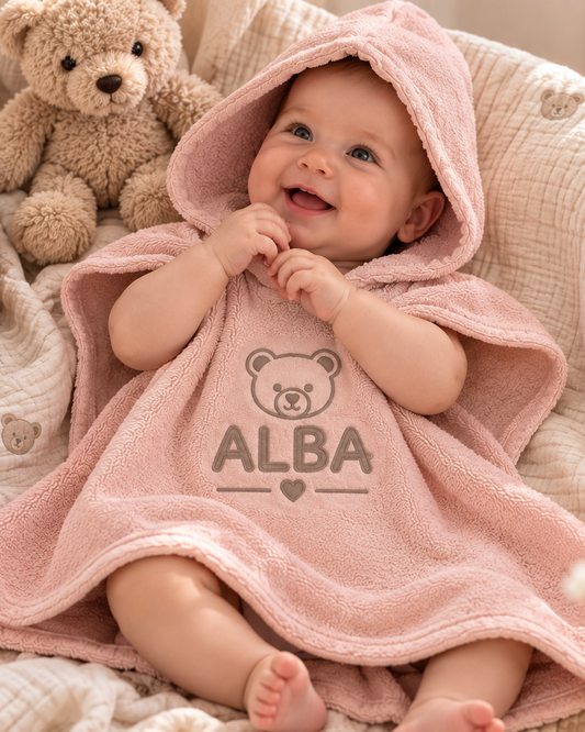 Baby Badponcho met Naam — Blush