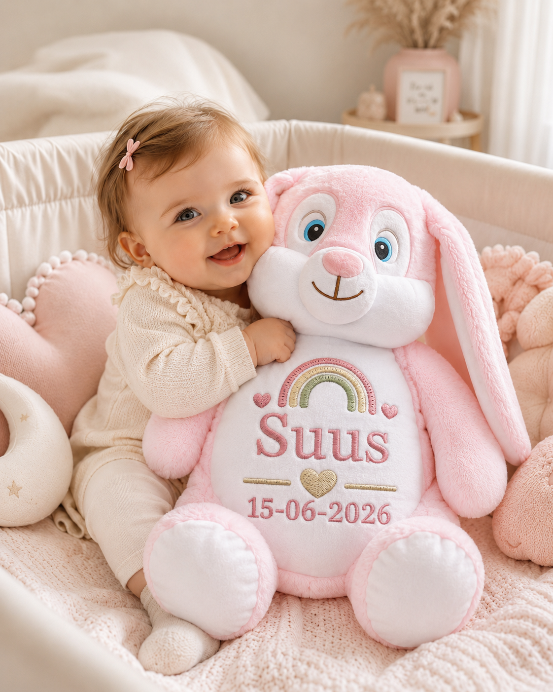 Roze Konijn Knuffel met Naam