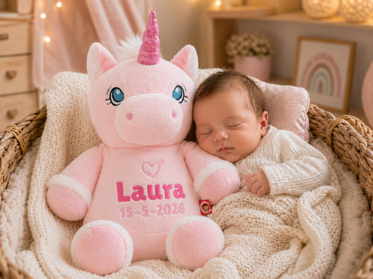Roze Unicorn Knuffel met Naam