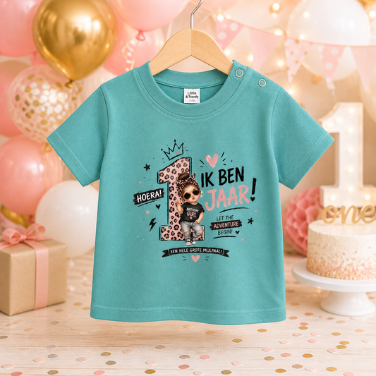 T-shirt "Ik ben 1 jaar!" Stoer meisje