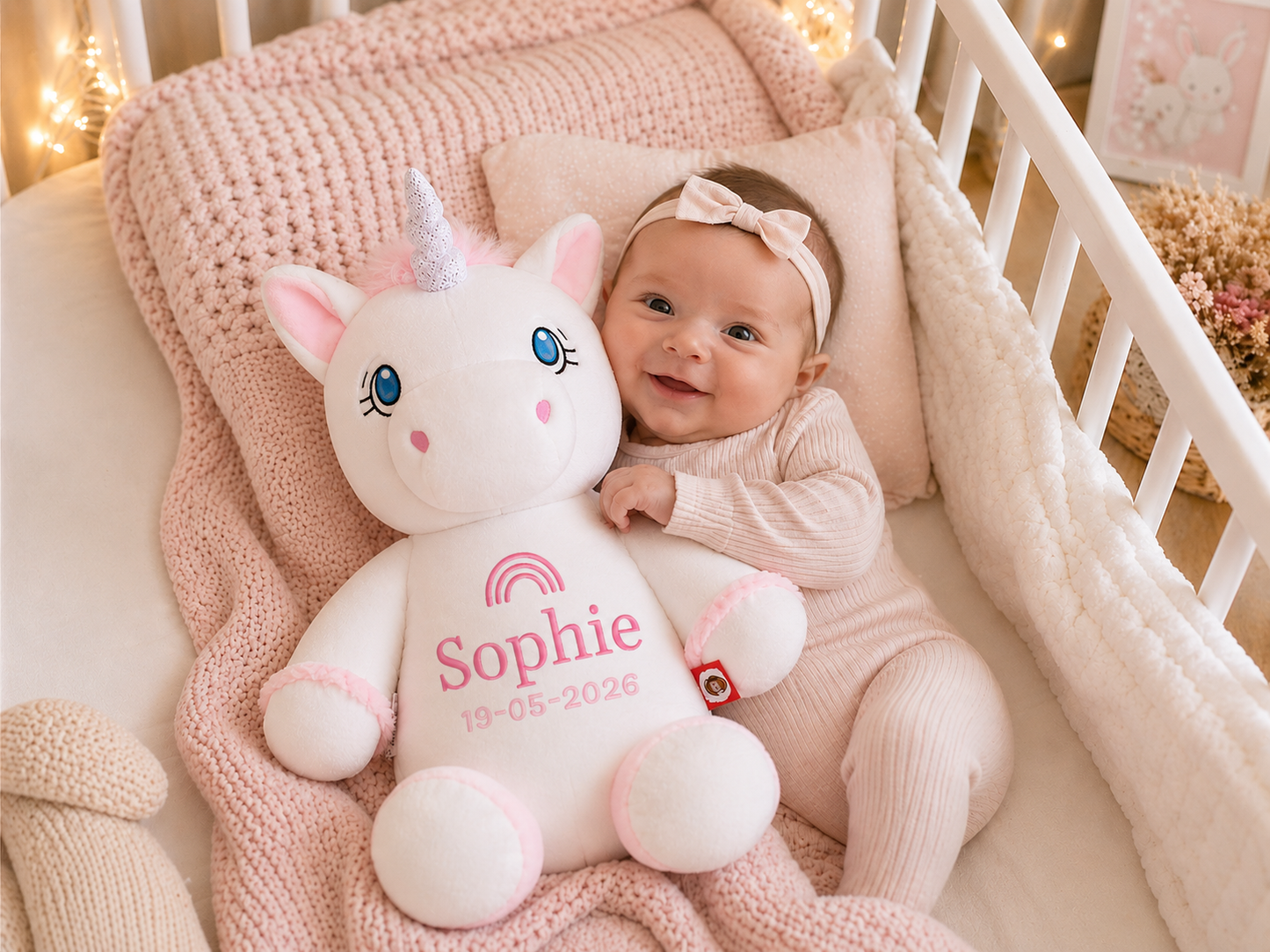 Witte Unicorn Knuffel met Naam