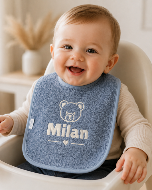 Grey blue slab met naam - gepersonaliseerd kraamcadeau jongen