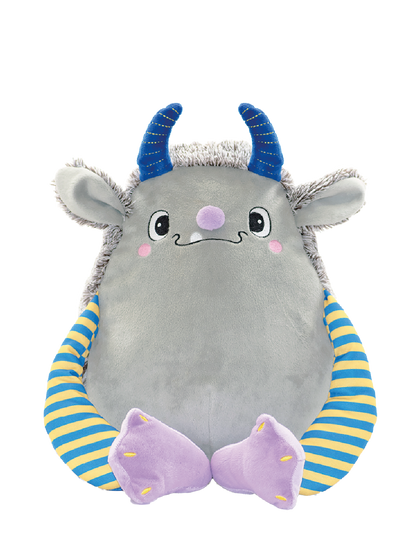 Gepersonaliseerde grijze monster knuffel met geborduurde naam
