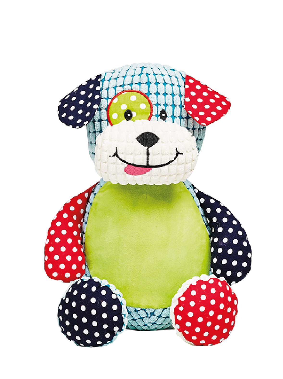Gepersonaliseerde harlekijn hond knuffel met geborduurde naam