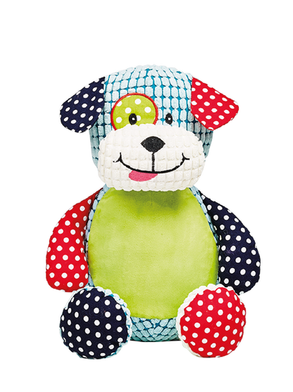 Gepersonaliseerde harlekijn hond knuffel met geborduurde naam