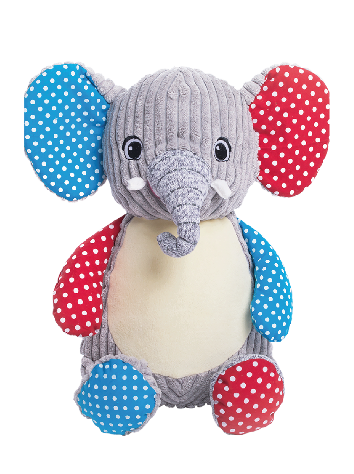 Gepersonaliseerde harlekijn olifant knuffel met geborduurde naam