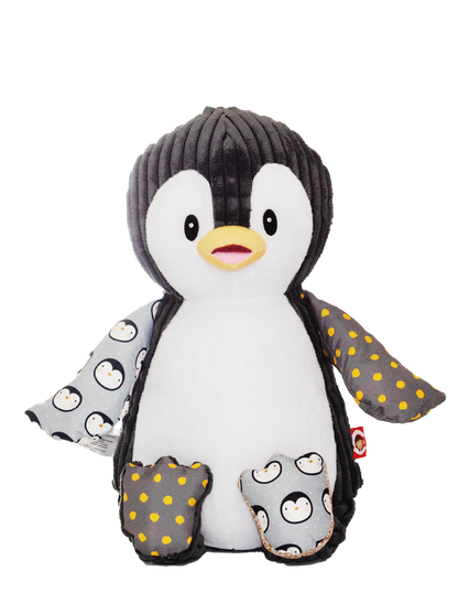 Gepersonaliseerde Harlekijn pinguin knuffel met geborduurde naam