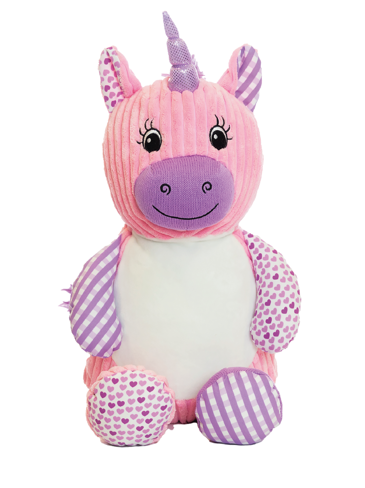 Gepersonaliseerde karlekijn roze unicorn knuffel met geborduurde naam