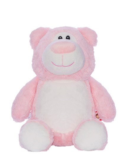 Gepersonaliseerde roze beer knuffel met geborduurde naam