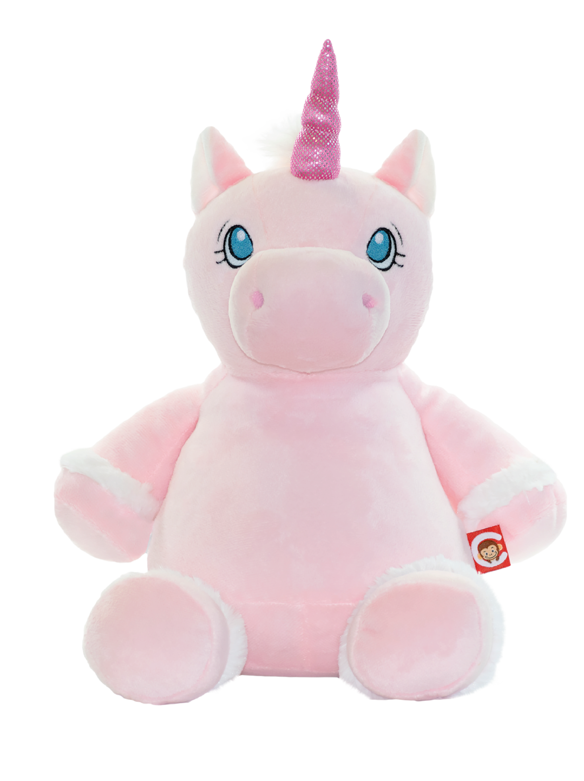Gepersonaliseerde roze unicorn knuffel met geborduurde naam