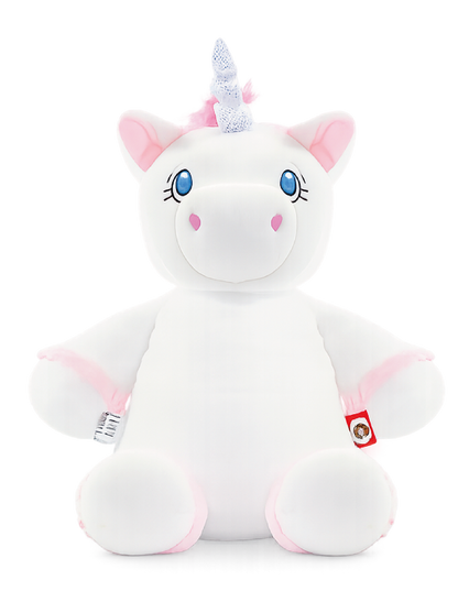 Gepersonaliseerde witte unicornknuffel met geborduurde naam